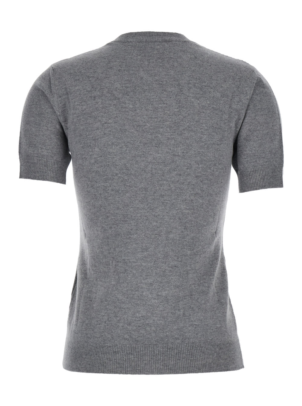 Shop Versace Grey T-shirt With Medusa Detail In Wool Blend Woman