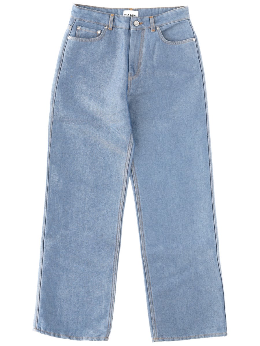 Ganni Five-pocket Trousers Featuring Back Pockets In Blue