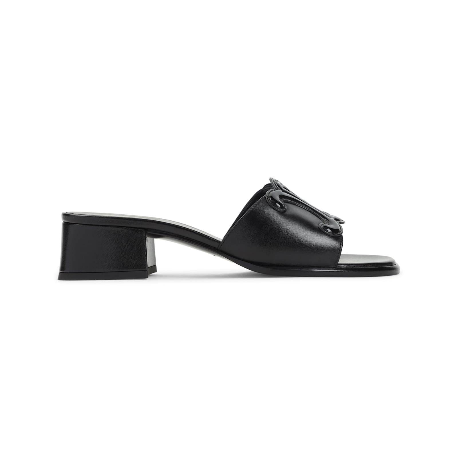 Celine Black Leather Triomphe 40 Mule In Multi
