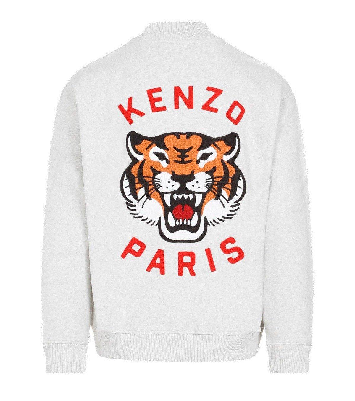 Shop Kenzo Lucky Tiger Bomber Jacket In Grey