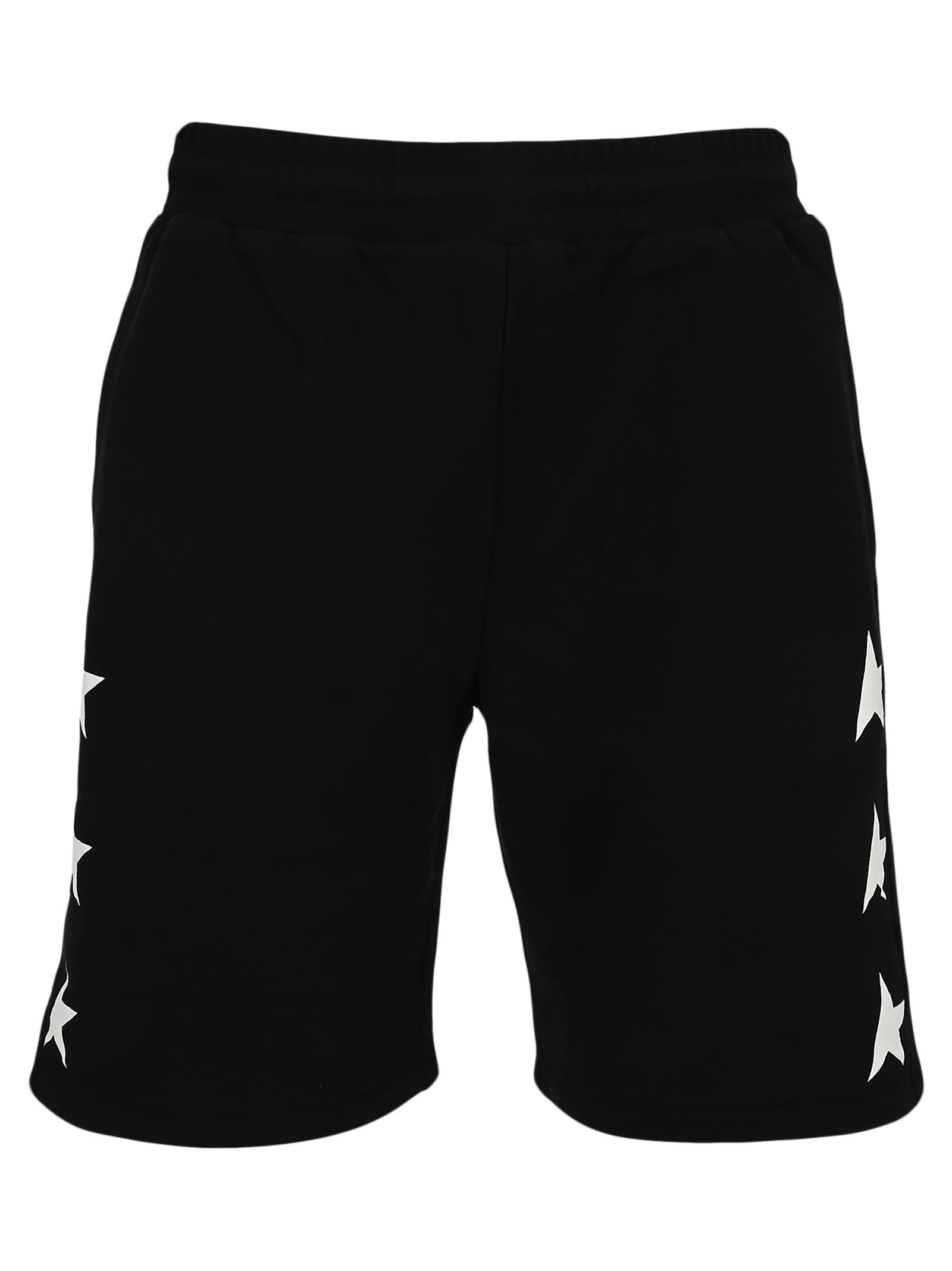 Golden Goose Black Diego Star Collection Bermuda Shorts With Contrasting White Stars