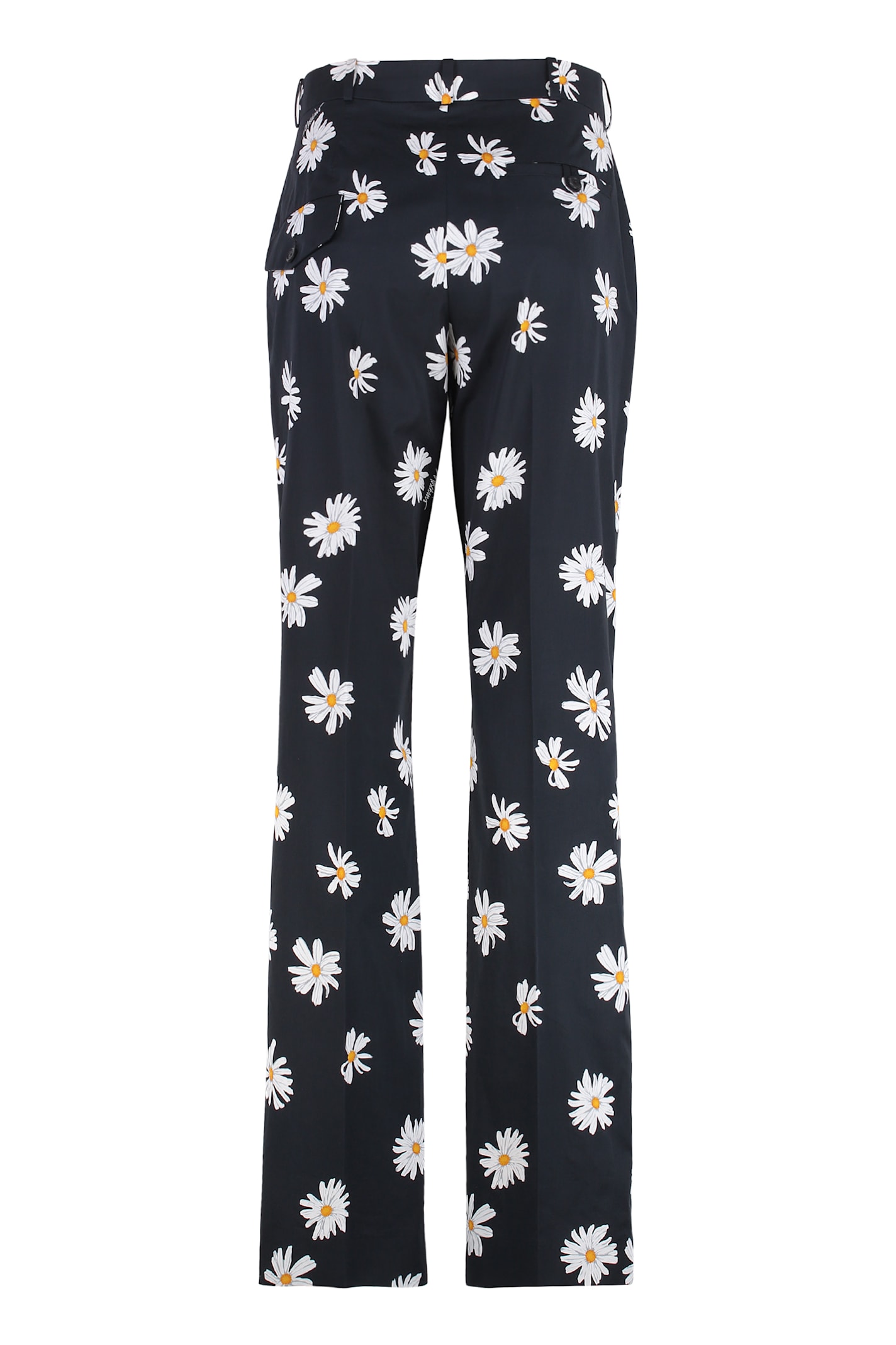 Moschino Floral Pattern Cotton Trousers In Black