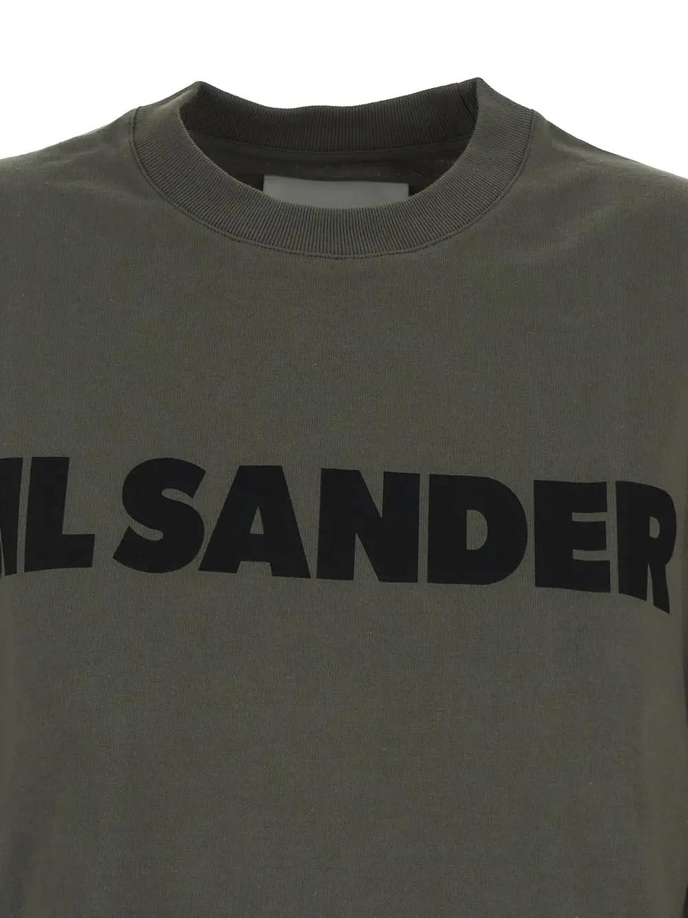 Jil Sander Long Sleeves Cotton T-shirt In Green