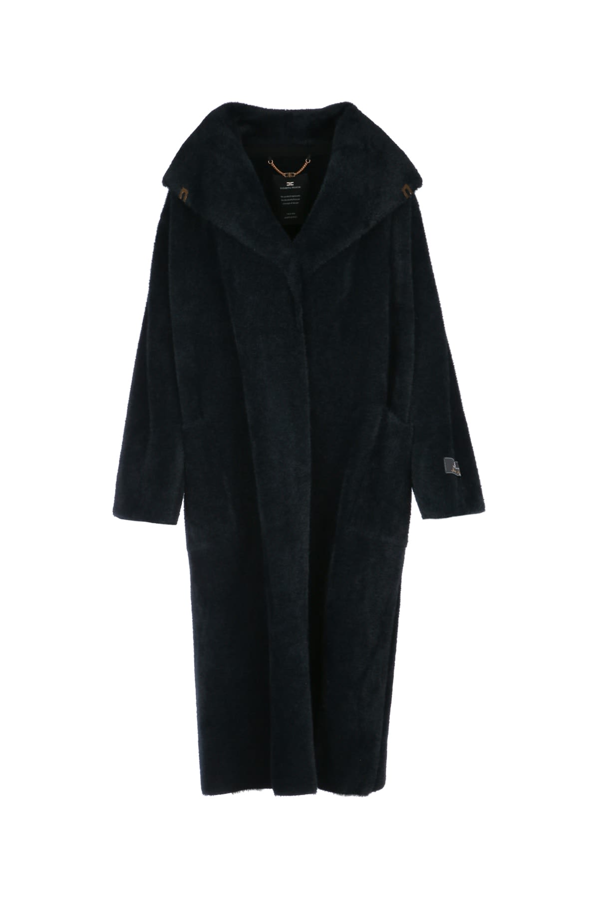 Shop Elisabetta Franchi Cappotto Tricot In Nero