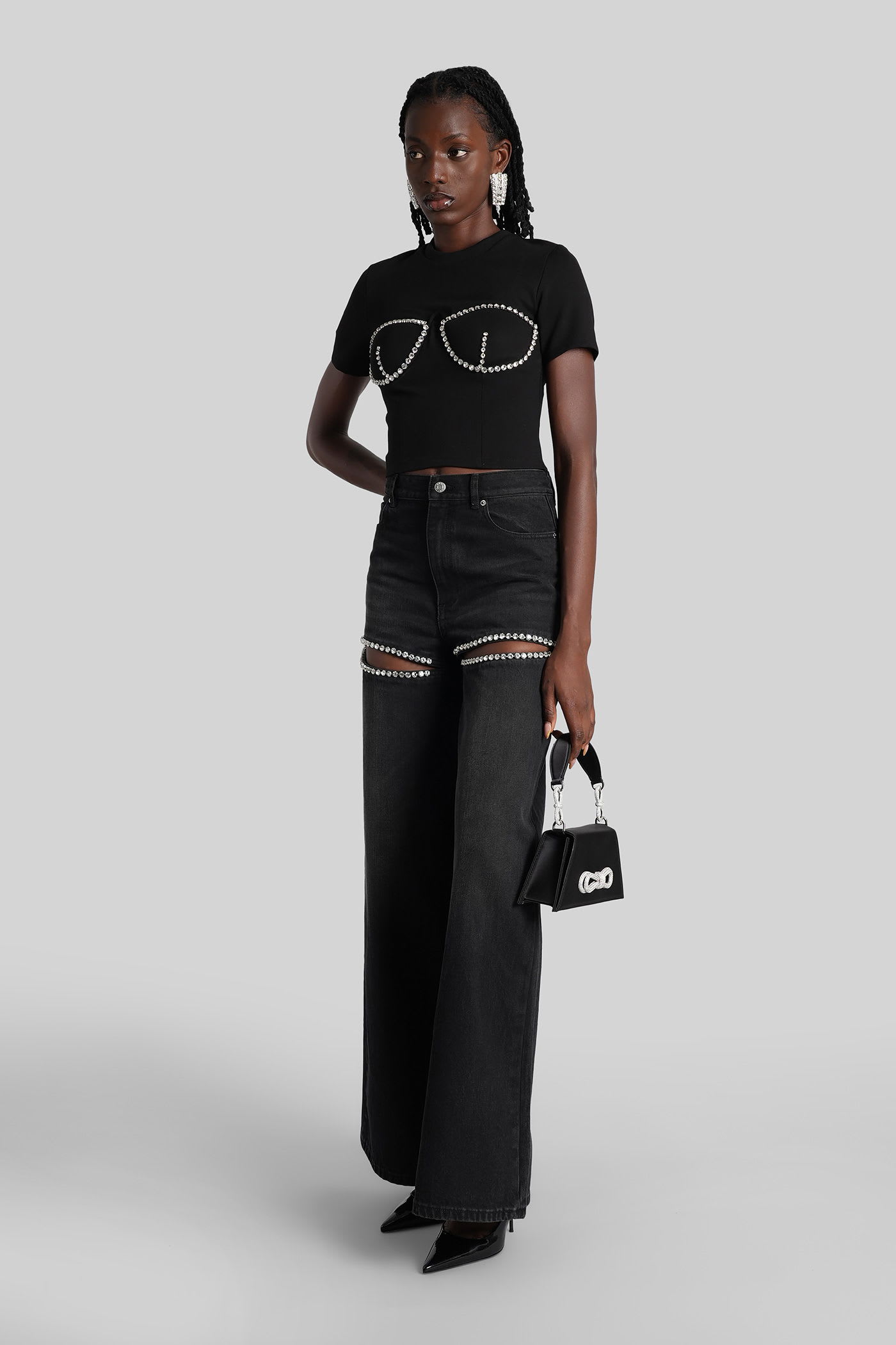 Area T-shirt In Black Rayon In Black