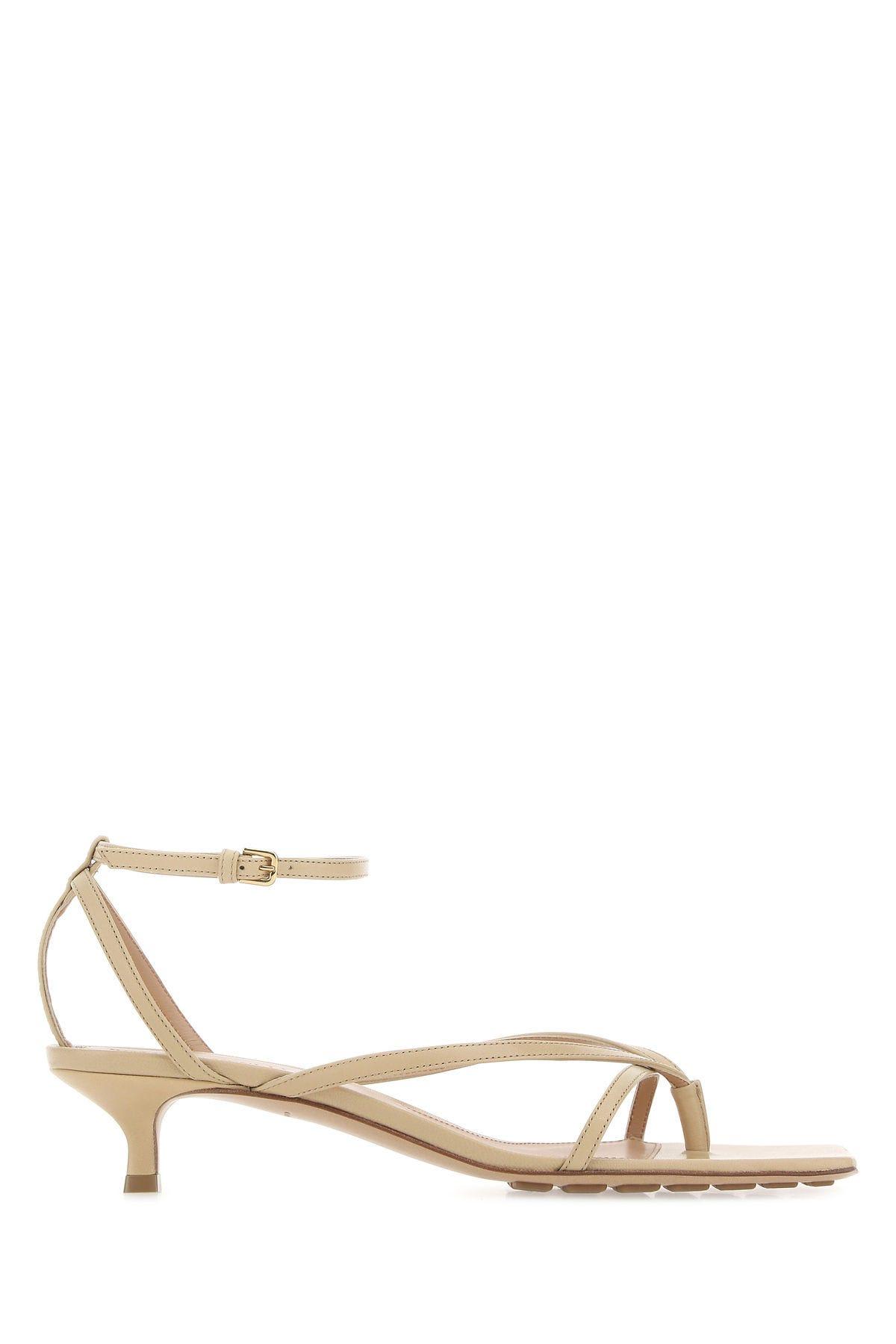 BOTTEGA VENETA BEIGE LEATHER STRETCH SANDALS