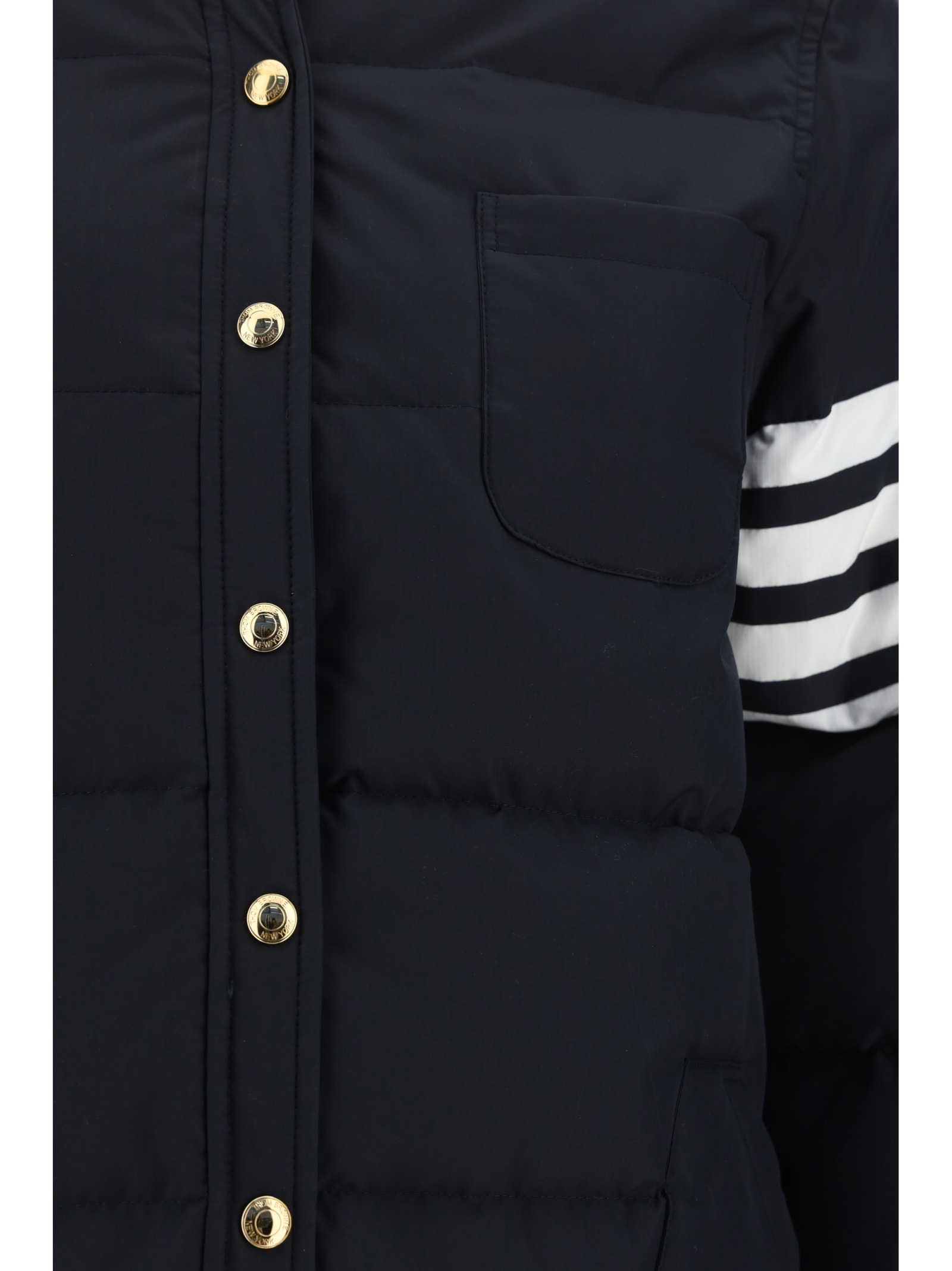 Shop Thom Browne Oversized Down Jacket In Navy