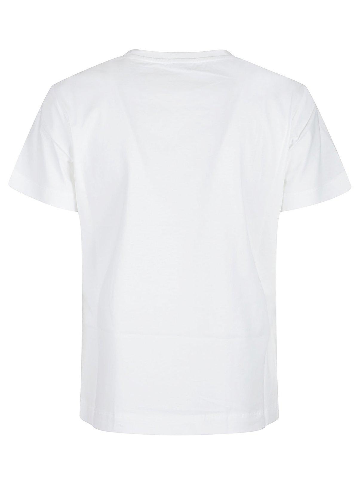 Shop Pinko Bejewelled Love Birds Embroidery Short-sleeved T-shirt In White