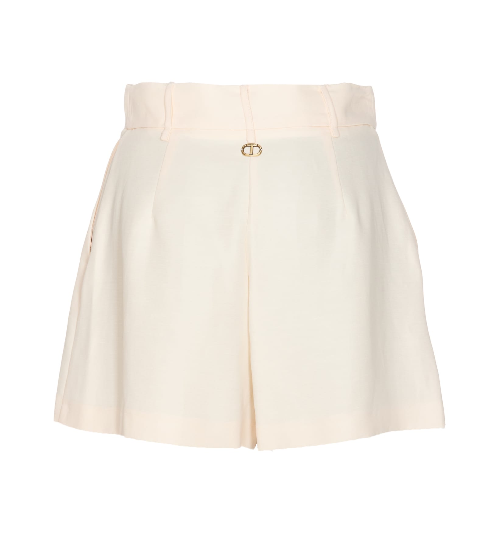 Shop Twinset Linen Shorts In Beige