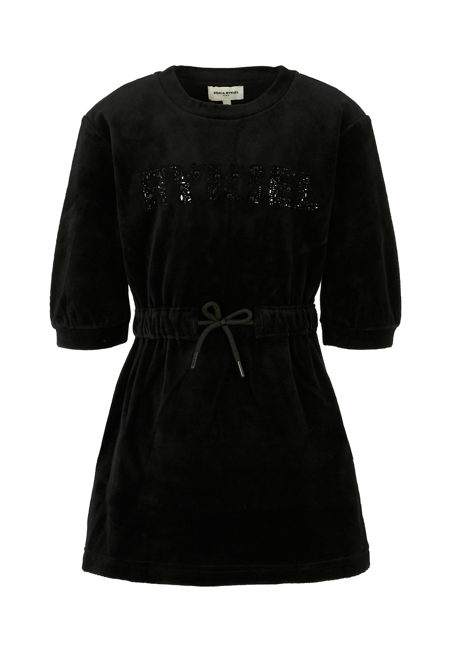 Rykiel Enfant Black Dress For Girl With Logo In Black