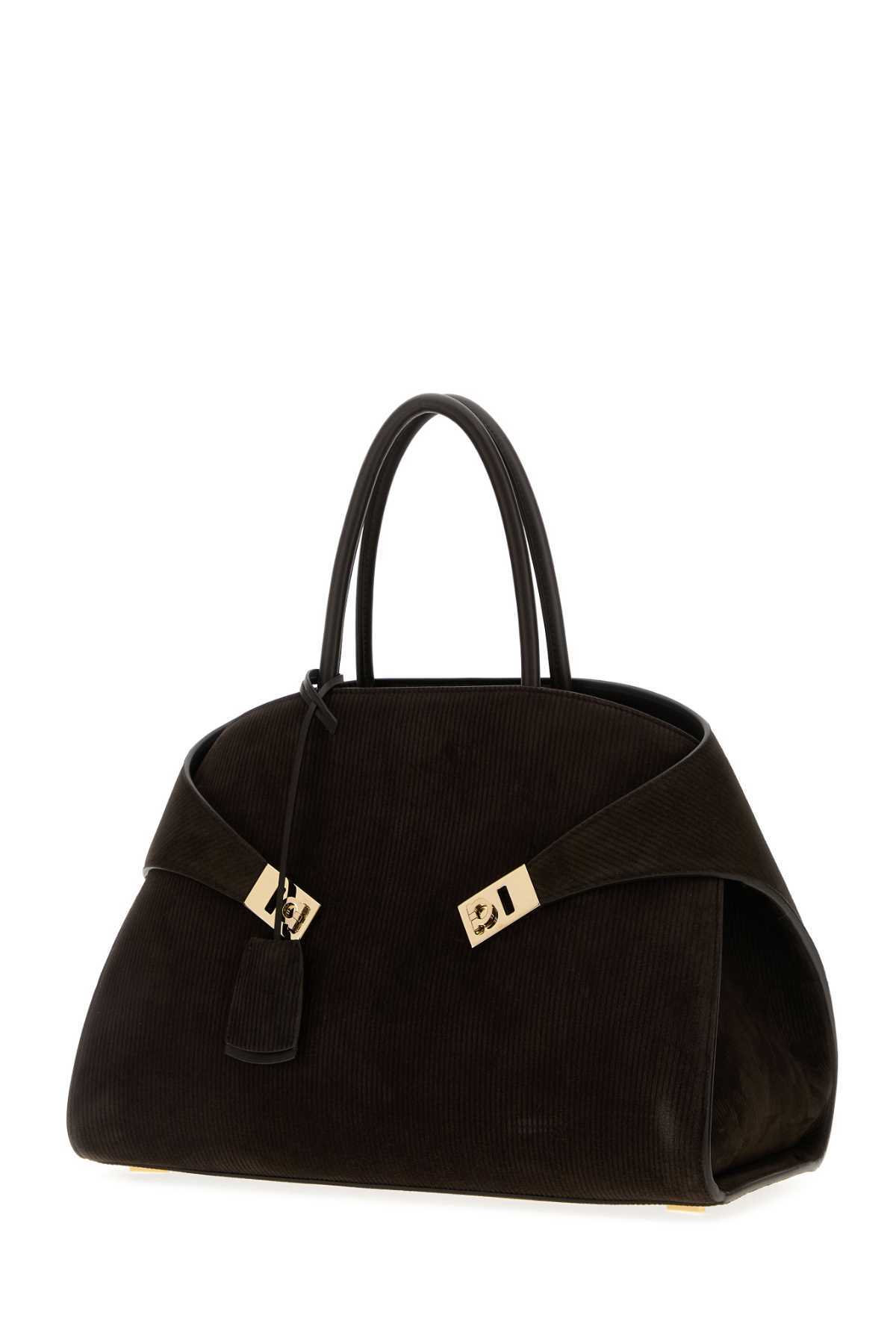Ferragamo Dark Brown Suede Medium Hug Handbag