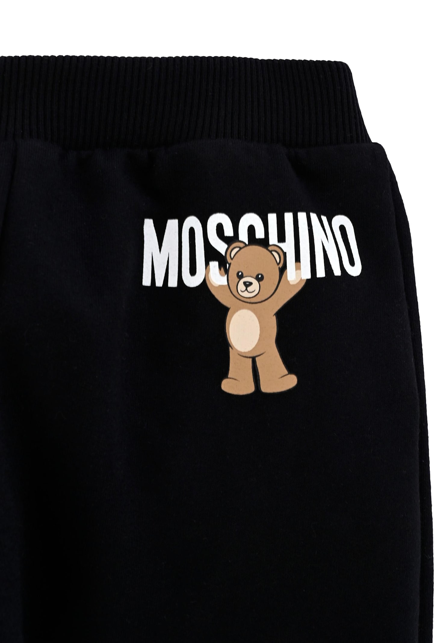 Moschino Blue Trousers For Babykids With Teddy Bear In Black