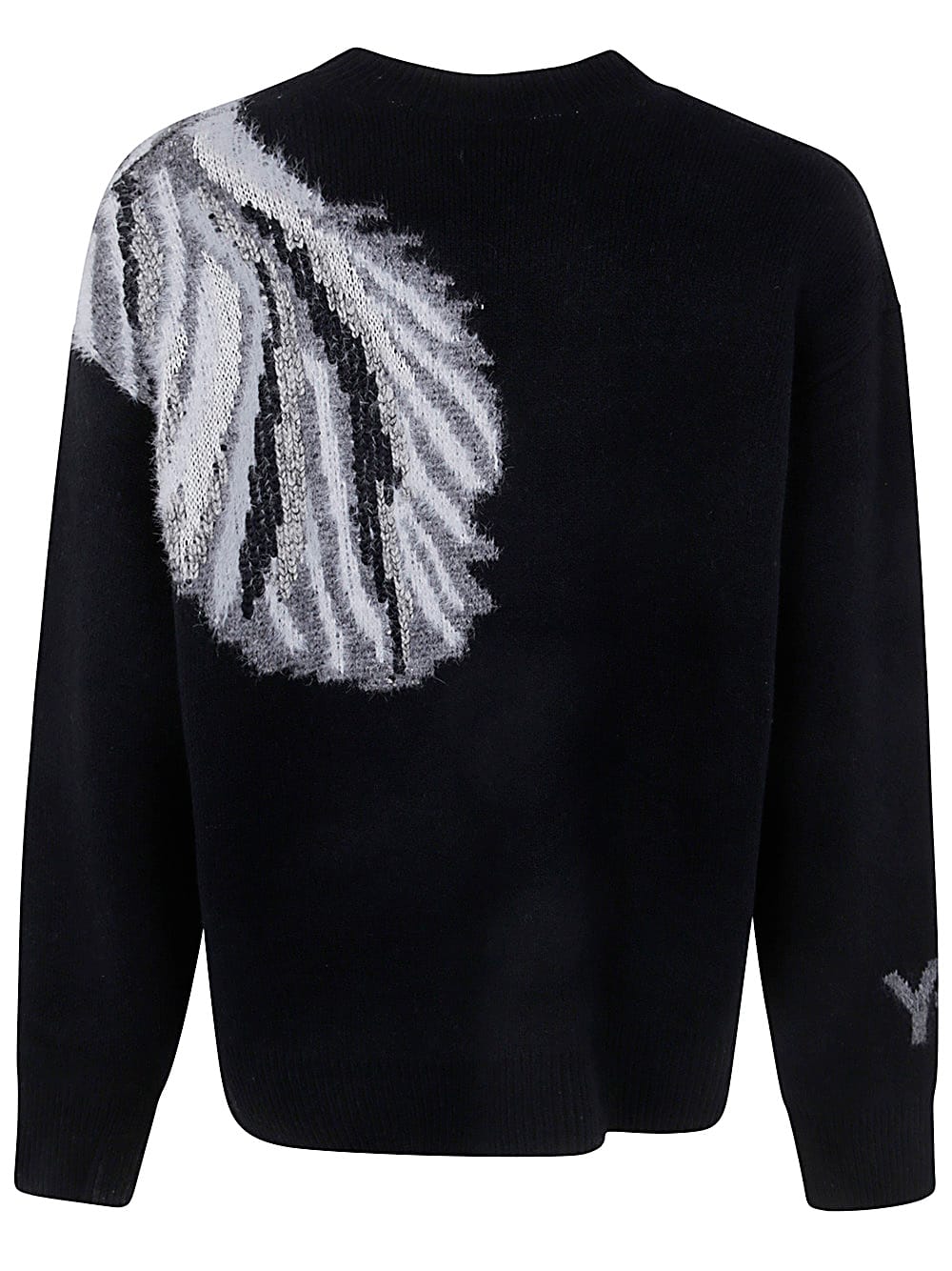 Shop Y-3 Gfx Knit Crew Neck In Black