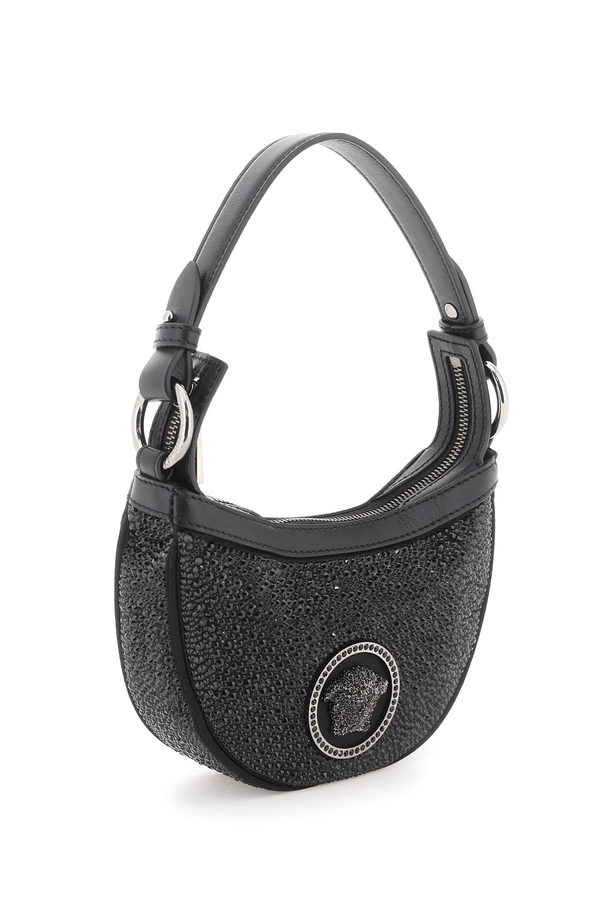 Versace Crystal Embellished Medusa Bag In Black