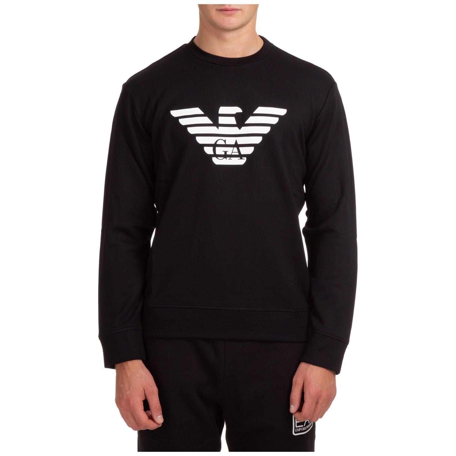 Emporio Armani Logo Print Modal Blend Sweatshirt In Black