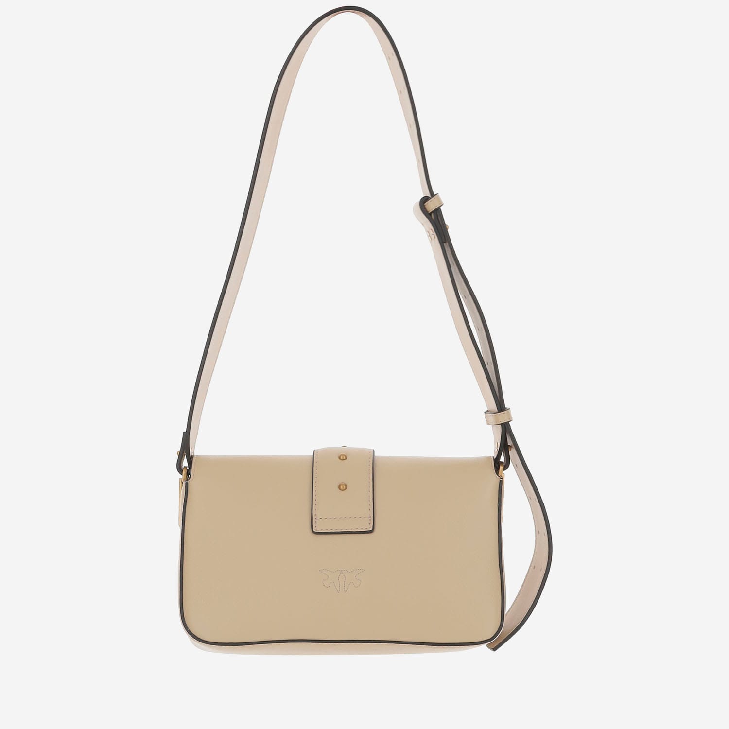 Pinko Mini Love Slouchy Shoulder Bag In Q Beige Grigio Fumo Antique Gold