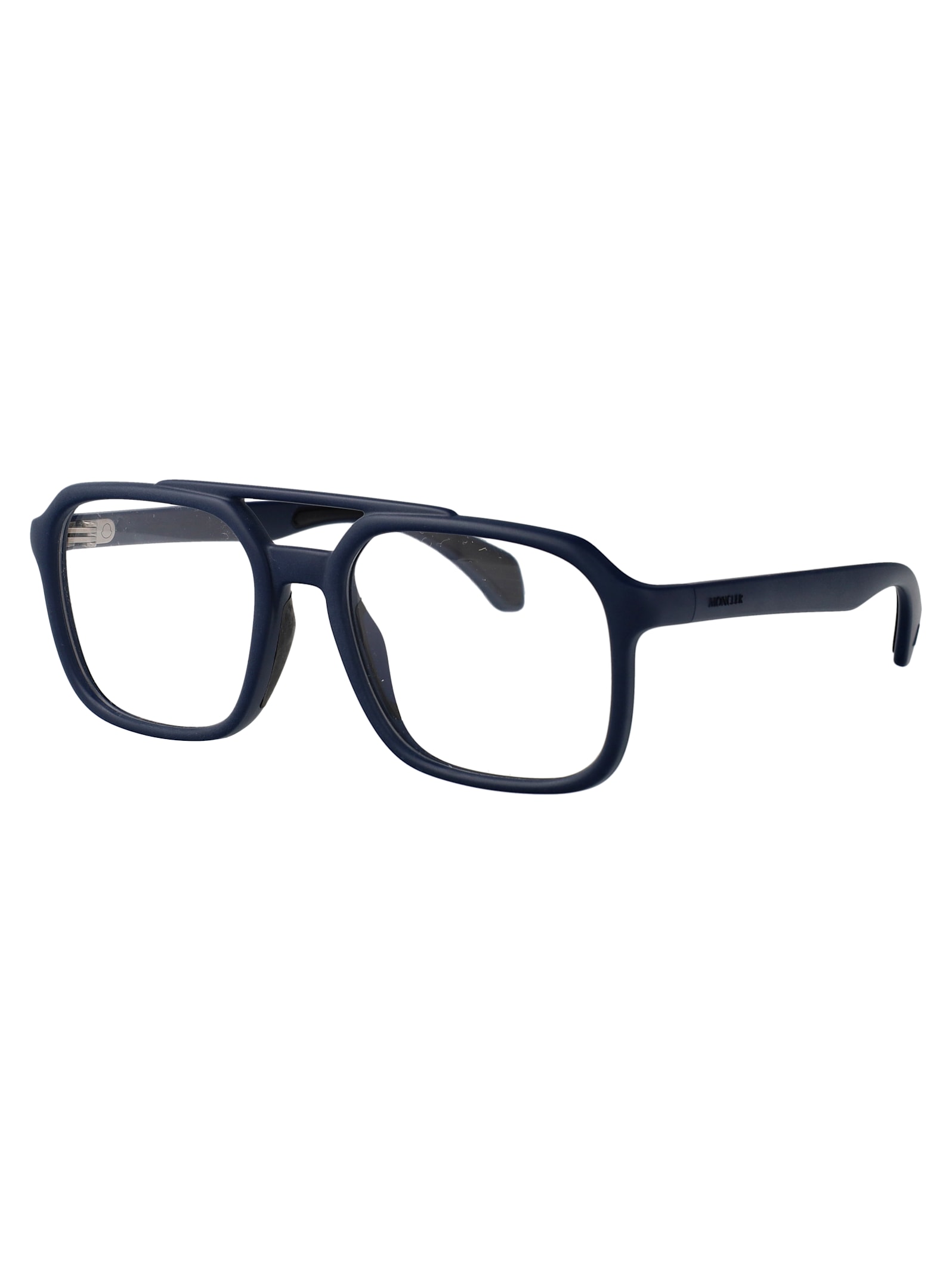 Moncler Matte Blue Injectate Glasses In Black