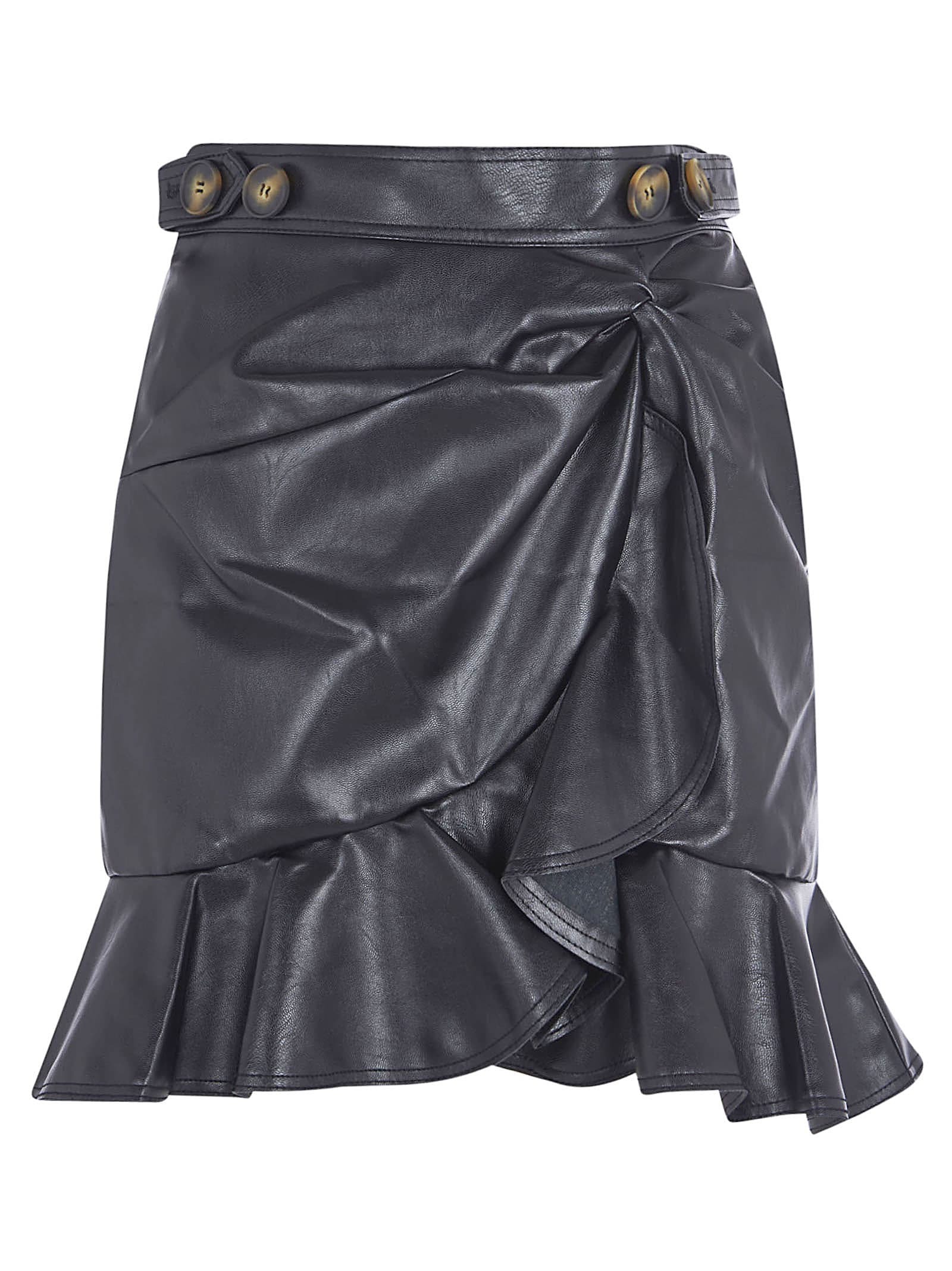 Self-portrait Buttoned Waist Twisted Skirt In Black