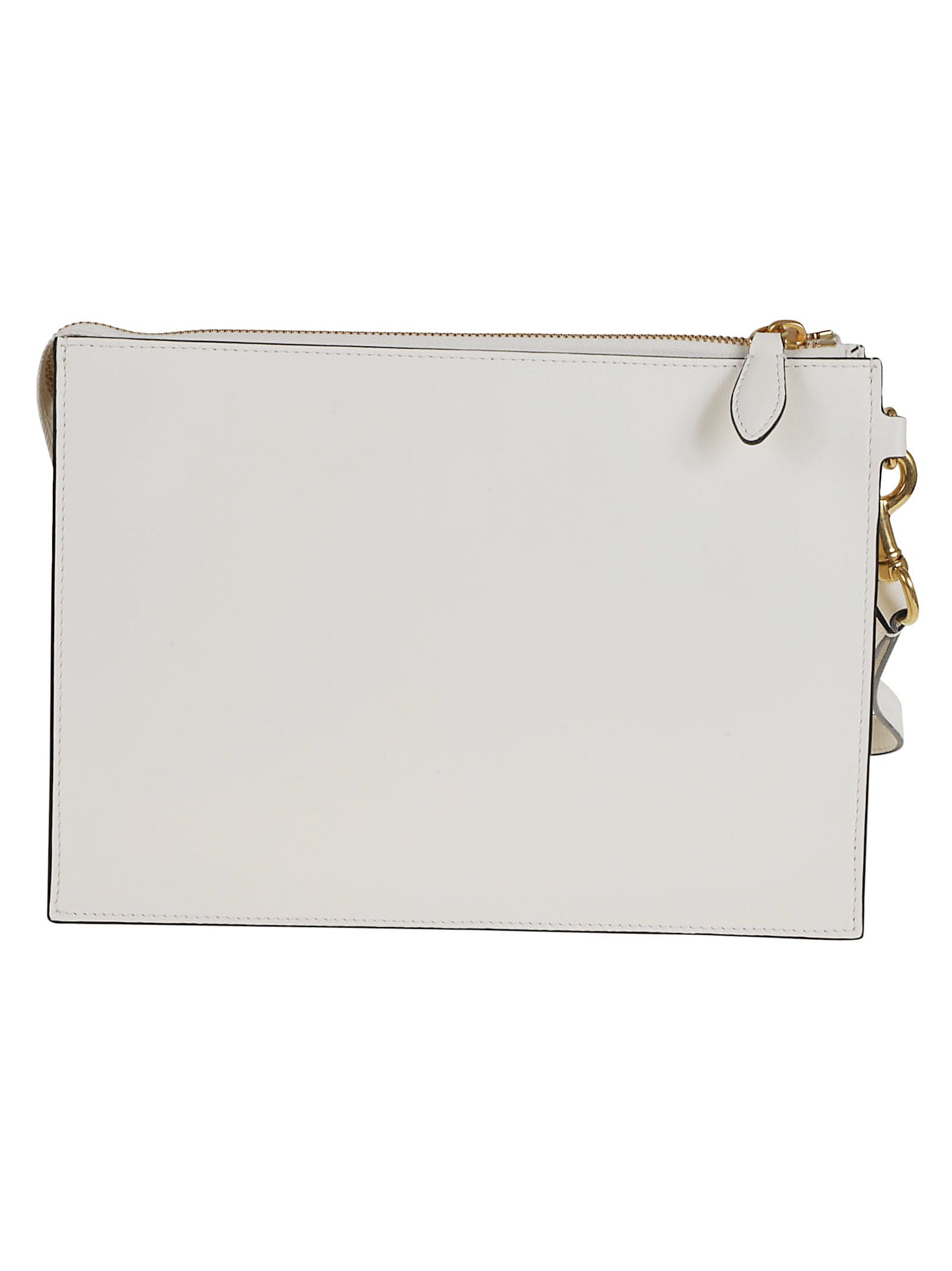 Shop Valentino Handle Flat Pouch Identity In Ivory
