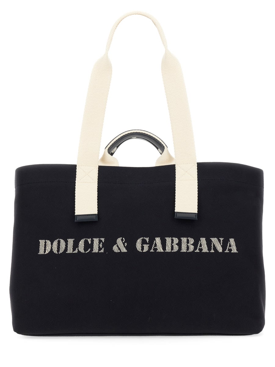 Dolce & Gabbana Shopping Bag With Logo In Blue