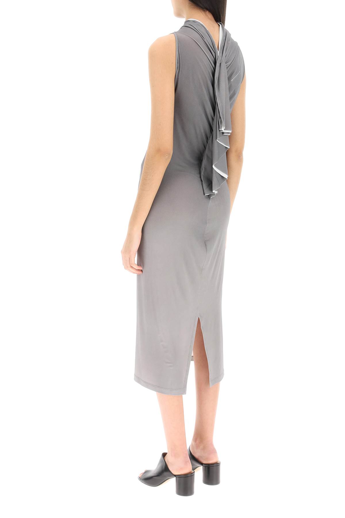 Shop Mm6 Maison Margiela Dummy Print Jersey Midi Dress In Grey (grey)