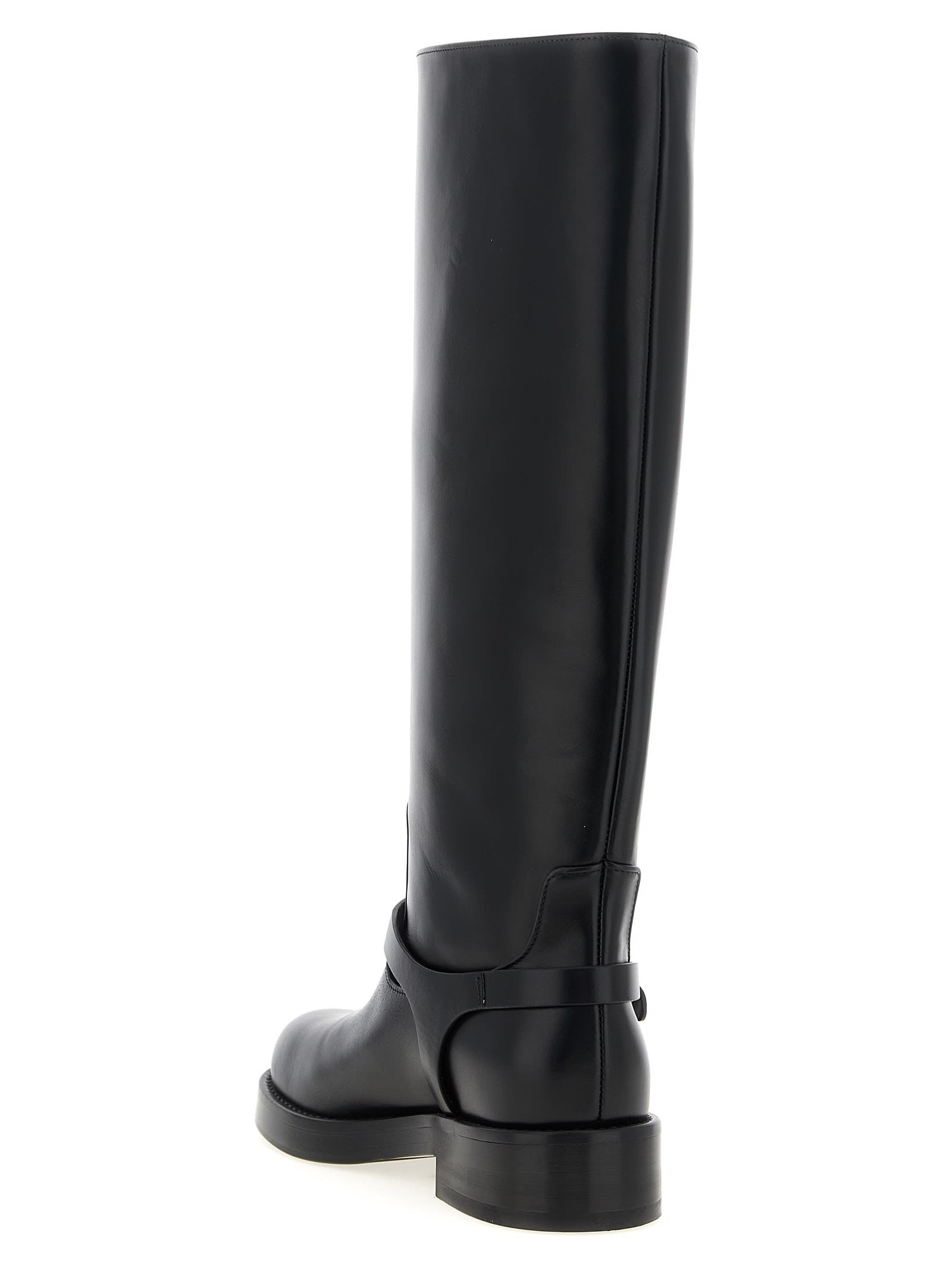 Elisabetta Franchi Logo Strap Boots In Black