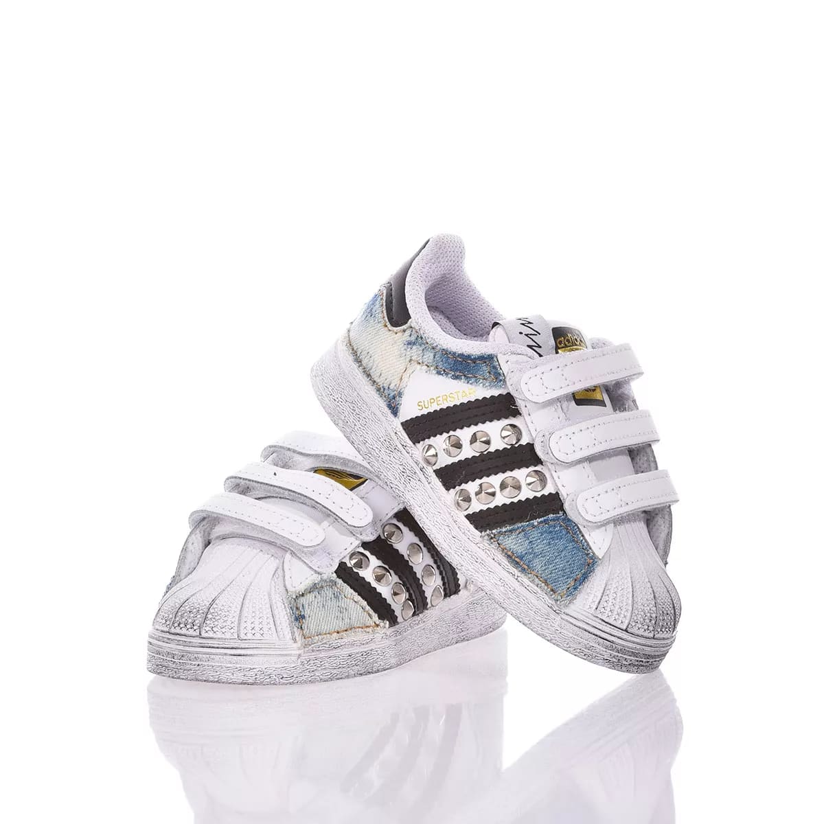 Shop Mimanera Adidas Superstar Baby Indigo Bleached Custom