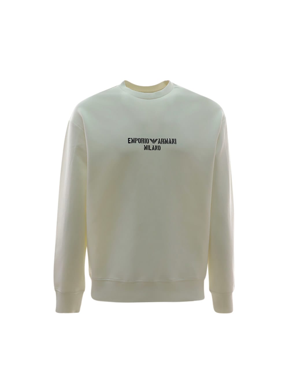 Emporio Armani Double-jersey Sweatshirt With Military-font Logo