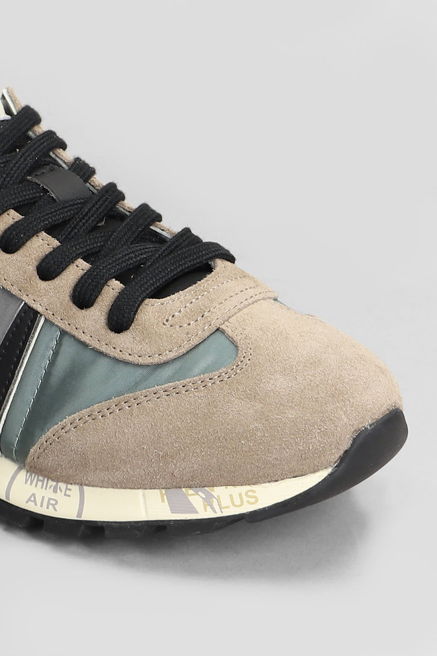 Shop Premiata Lucy Sneakers In Taupe Suede And Fabric