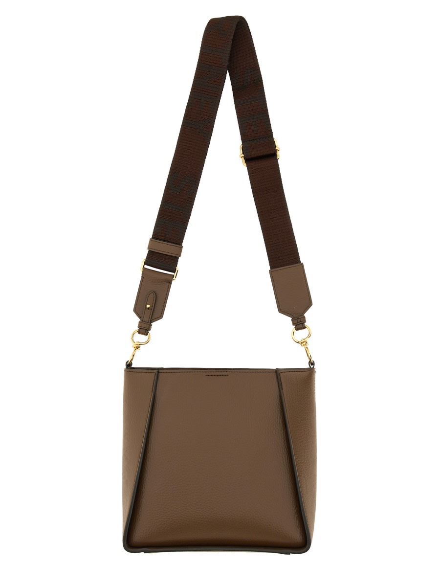 Shop Stella Mccartney Shoulder Bag With Logo In Brown