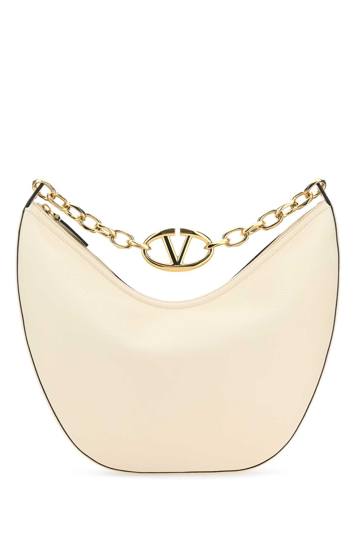 Shop Valentino Ivory Leather Medium Hobo Vlogo Moon Shoulder Bag