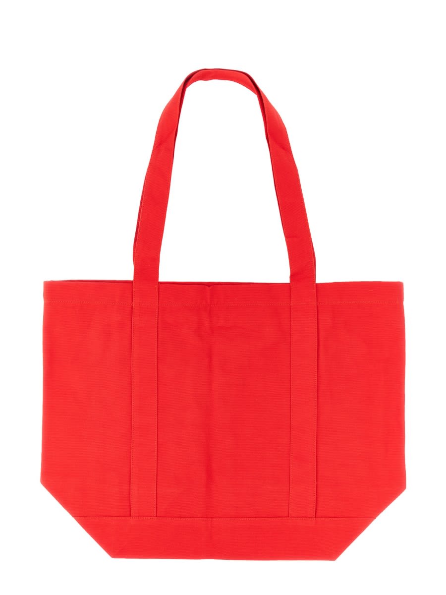 Shop Raf Simons Tote Bag With Logo Patch In Red