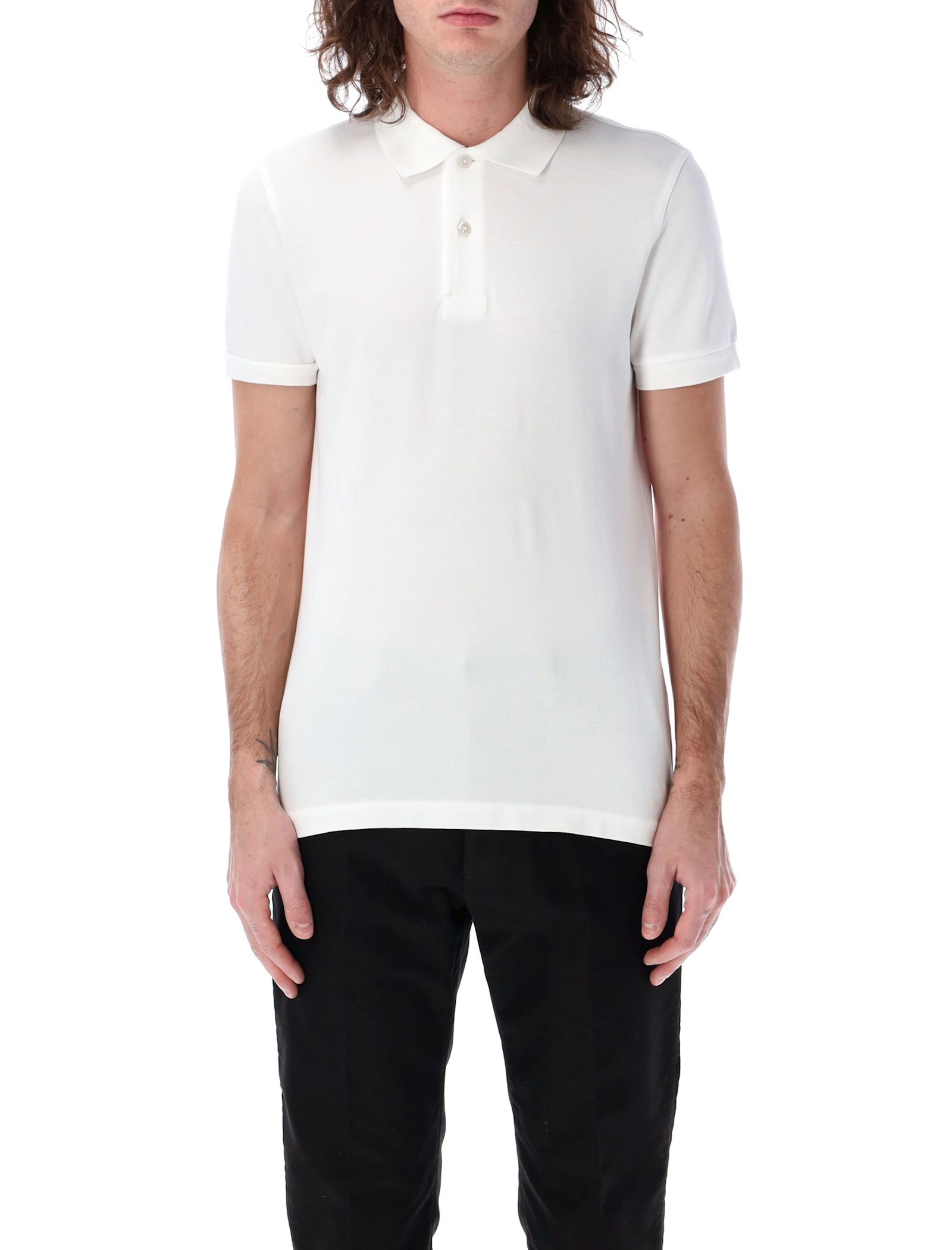 Shop Tom Ford Tennis Piquet Polo Shirt In White