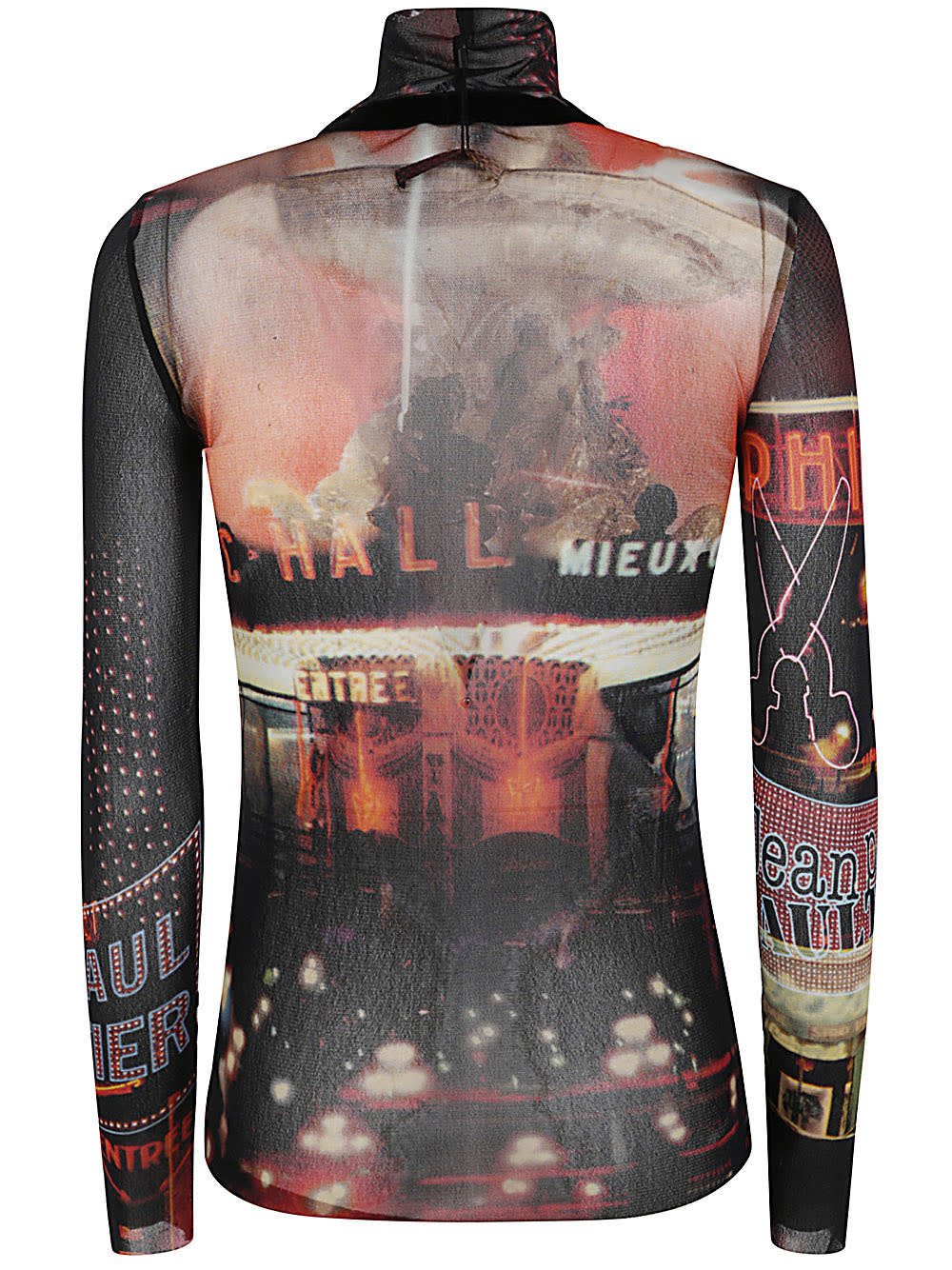 Shop Jean Paul Gaultier Mesh Top Longsleeve Printed Pigalle In Black Red Orange Blue