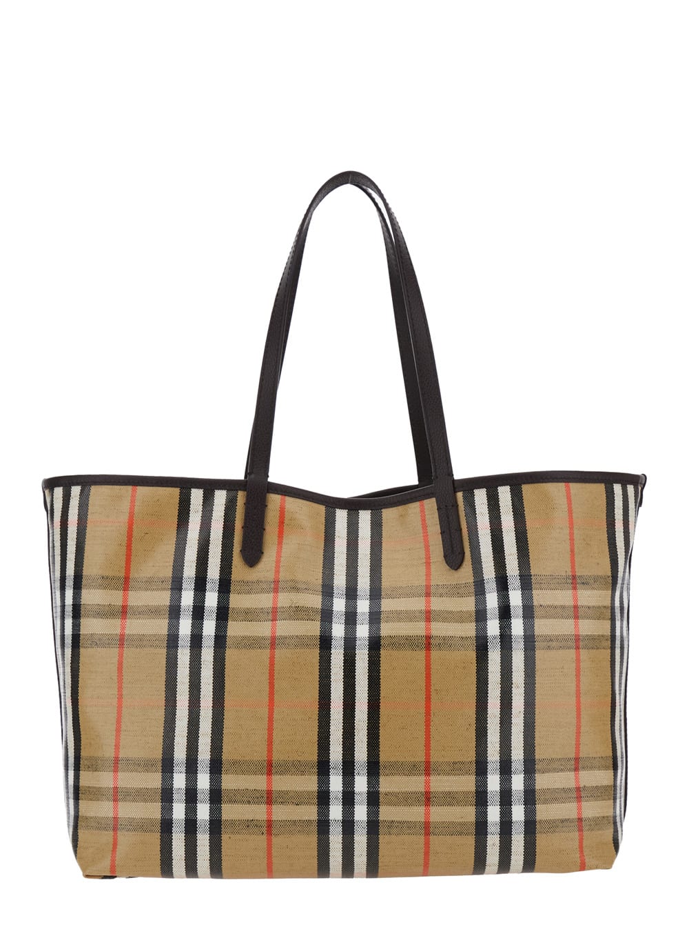Burberry Womens Highlands Medium Cotton-blend Tote Bag Sand