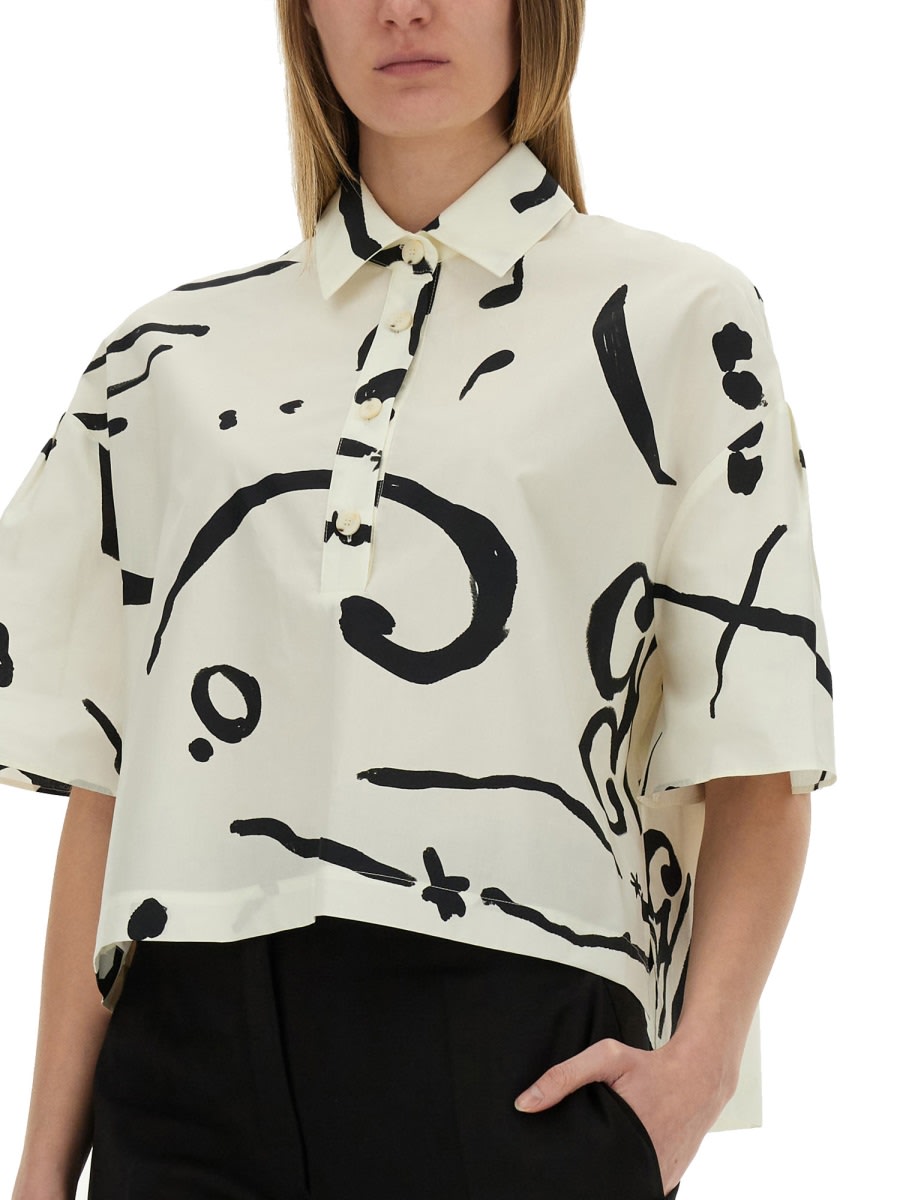 Shop Alysi Polo Shirt Printed Orchestra In White