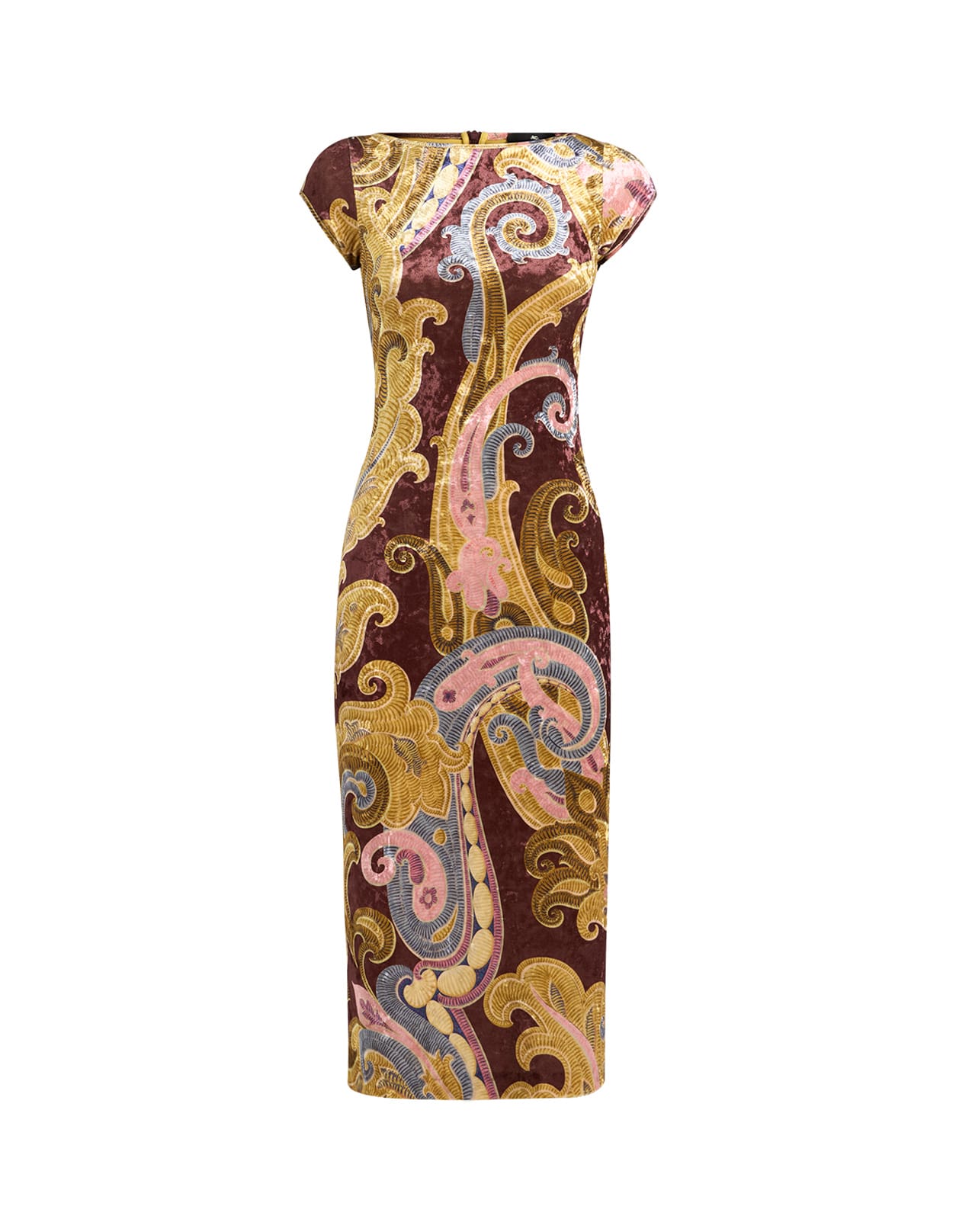 Shop Etro Burgundy Printed Chenille Midi Dress In Red