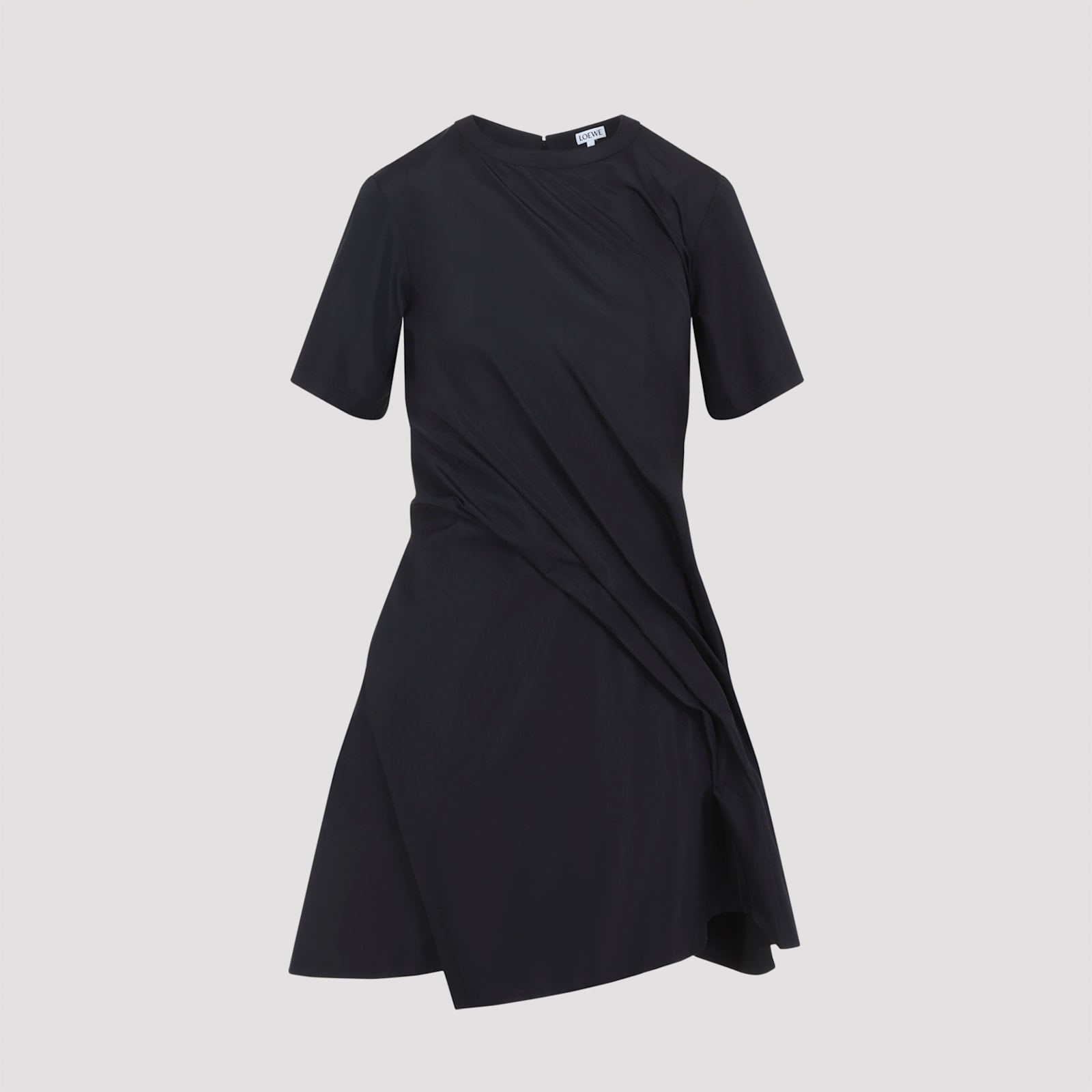 Loewe Mini Dress In Luxurious Polyester-silk Blend In Black