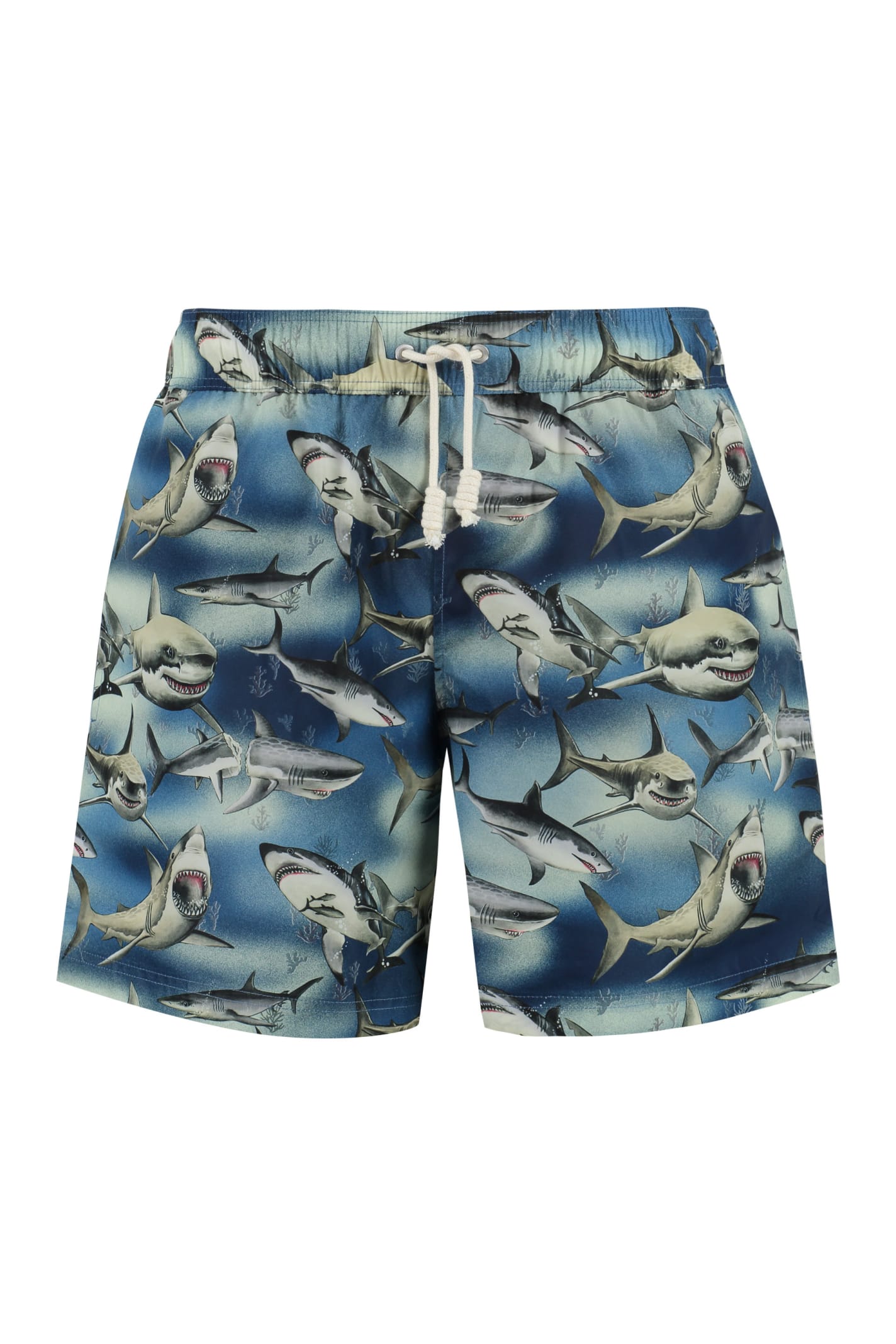 Palm Angels Printed Swim Shorts In Blue