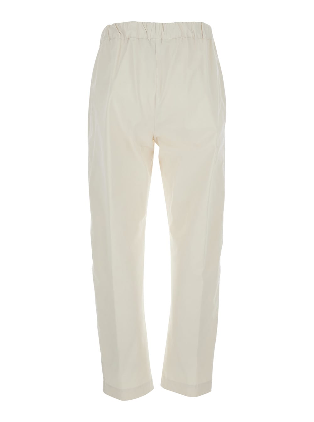 Shop Semicouture Buddy White Pants With Drawstring Waist In Cotton Women