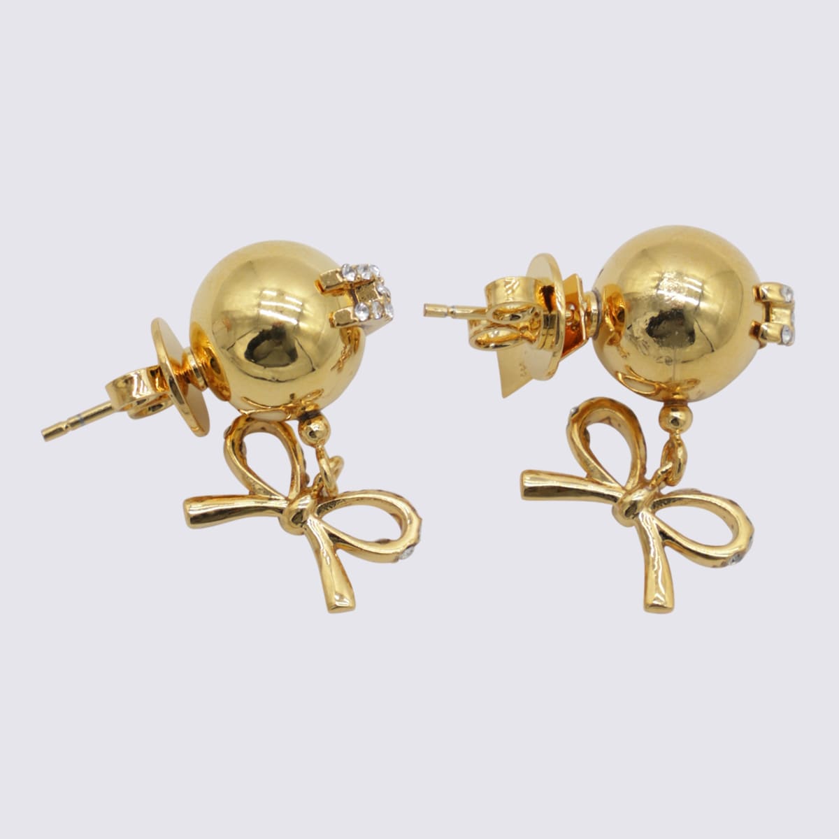 Shop Elisabetta Franchi Gold Tone Metal Earrings In Golden