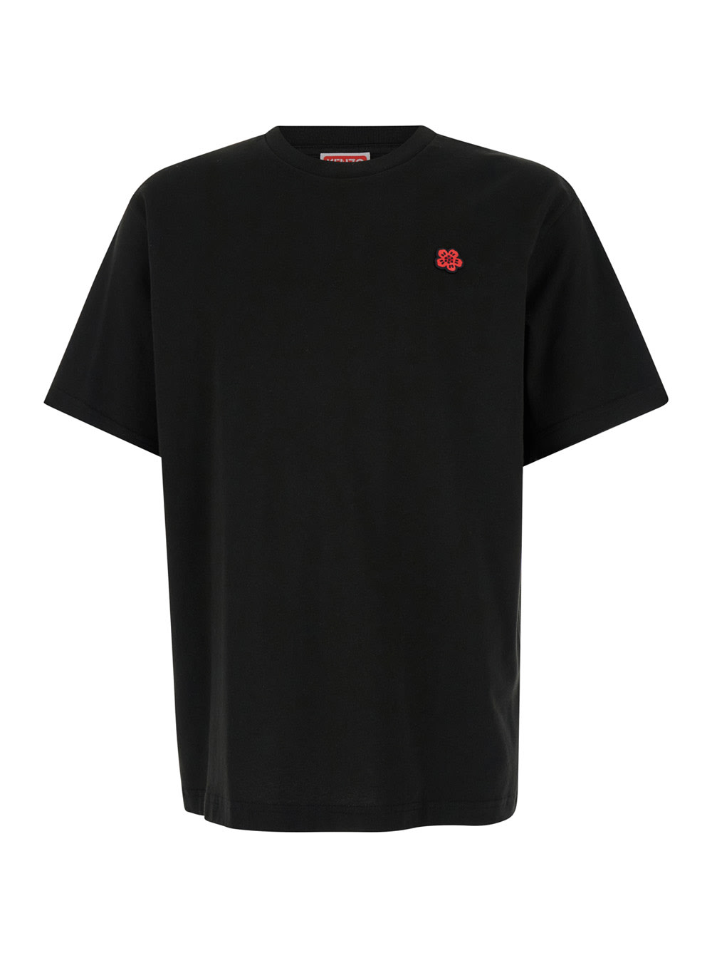 Shop Kenzo Black Crewneck T-shirt With Boke Flowers In Cotton Man