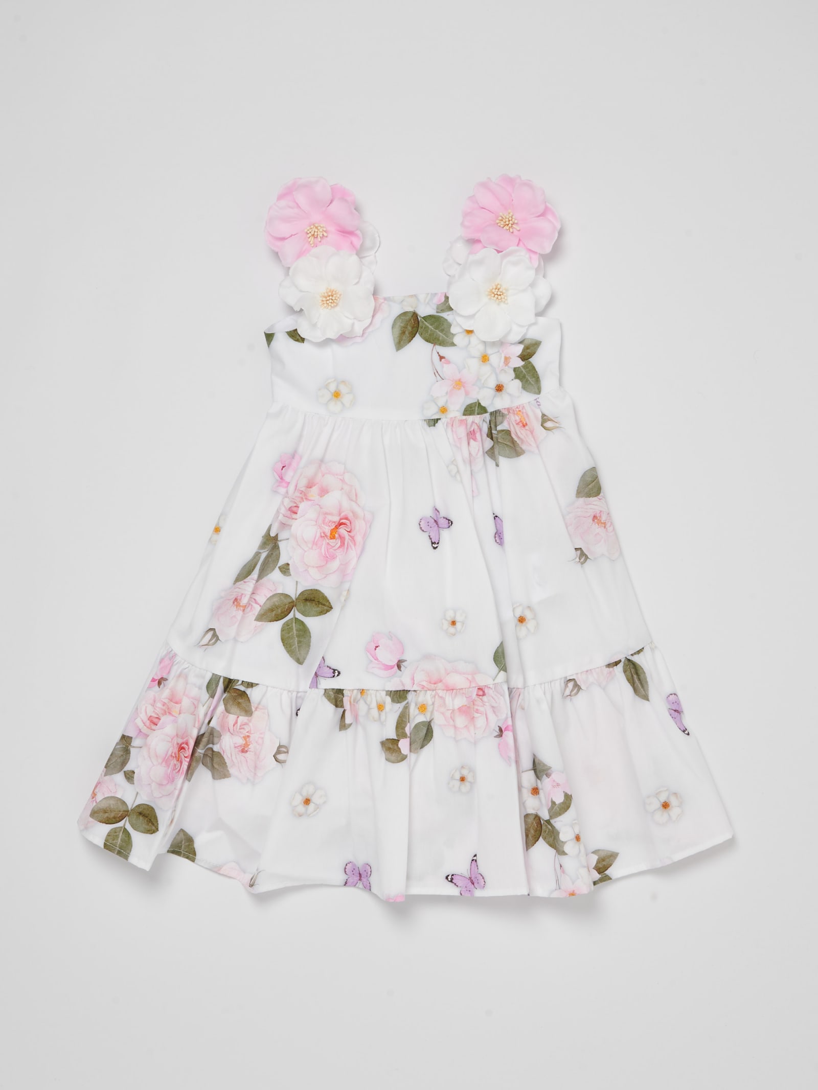 Shop Monnalisa Dress Dress In Bianco-rosa