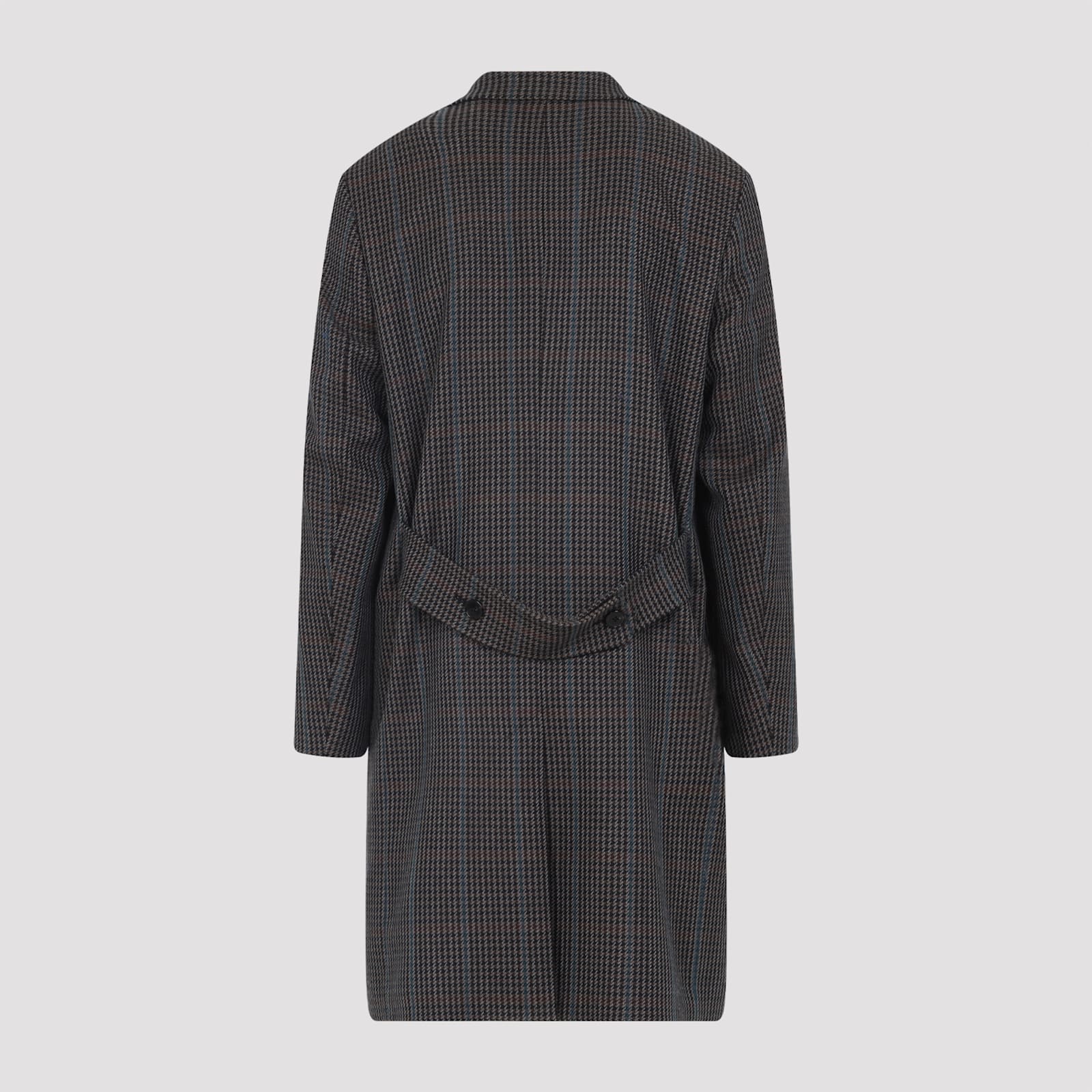 Paul Smith Men's Overcoat With Notch Lapel And Back Belt Detail In Gray
