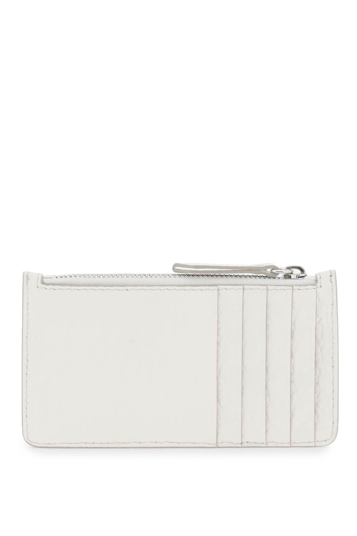 Shop Maison Margiela Leather Zipped Cardholder In White (white)