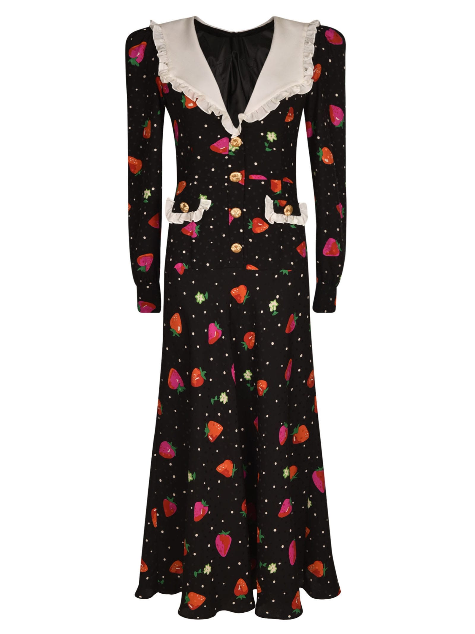 black dress with strawberries Strawberry Midi Dress S main image 0