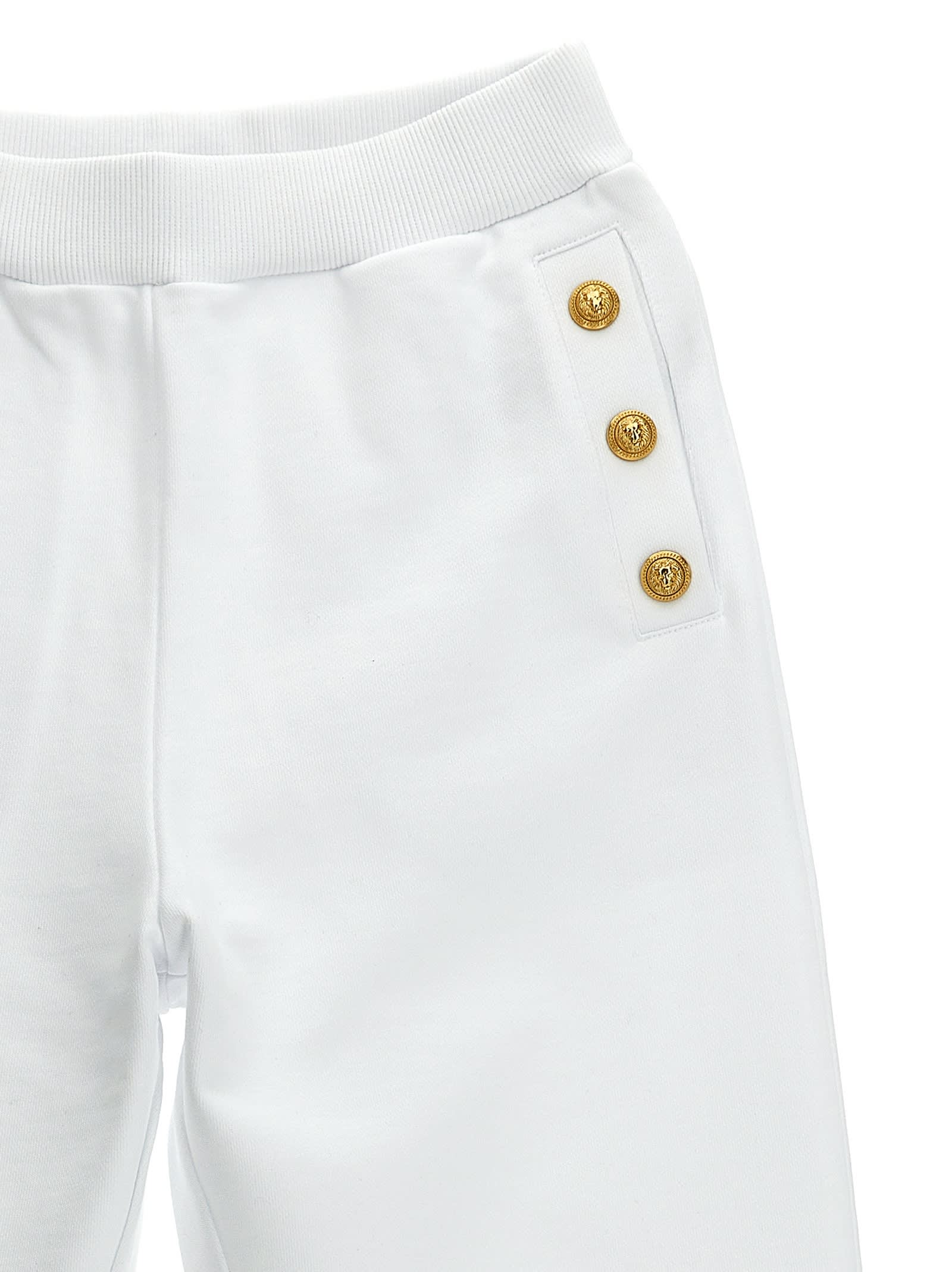 Shop Balmain Logo Button Joggers In White