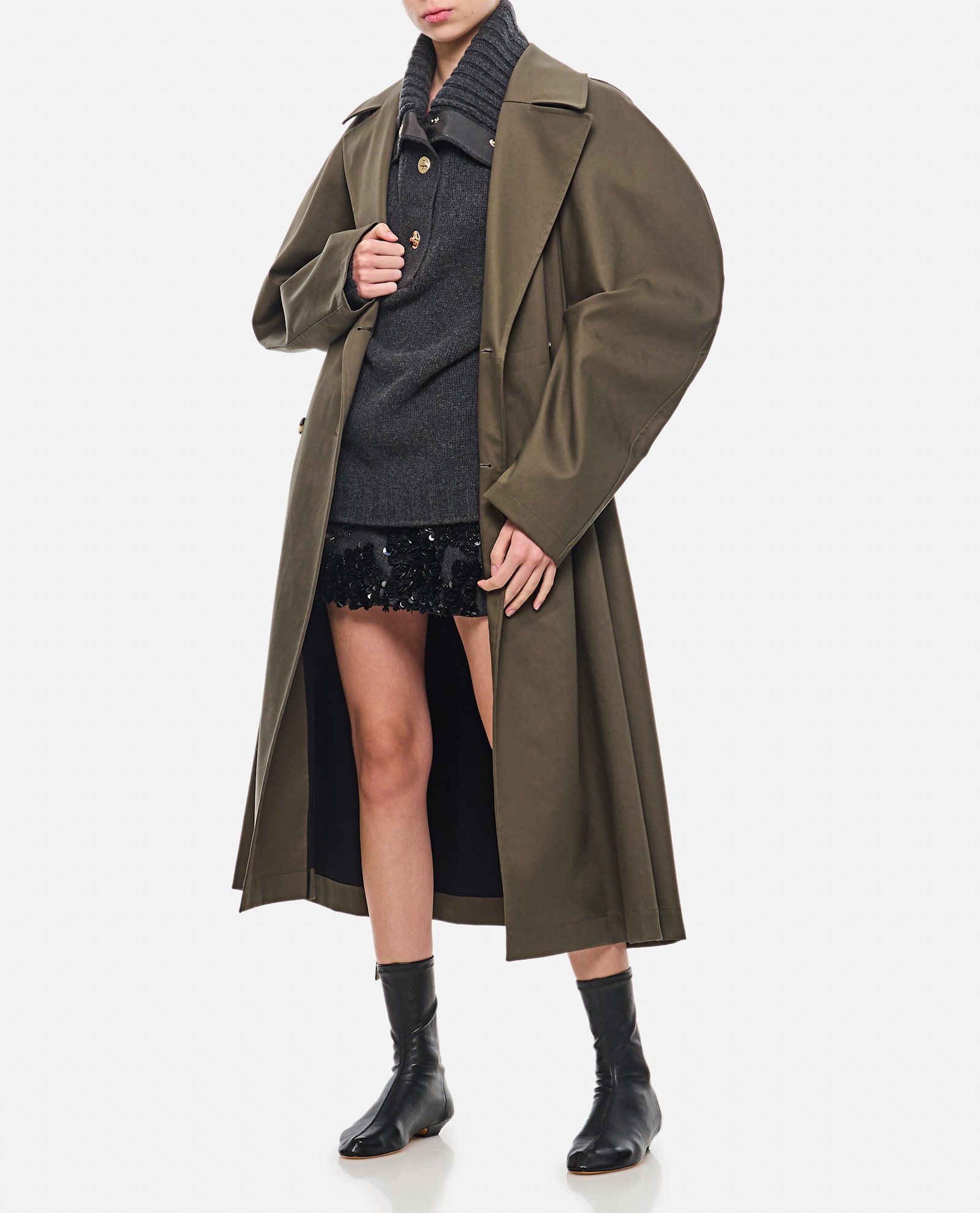 Shop Loewe Cotton Treanch Coat In Green