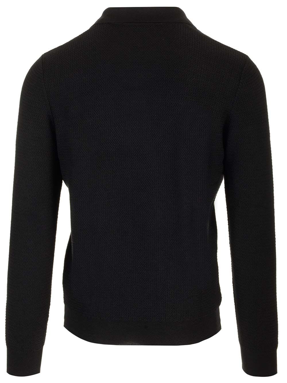 Shop Tagliatore Wool And Silk Polo Shirt In Black