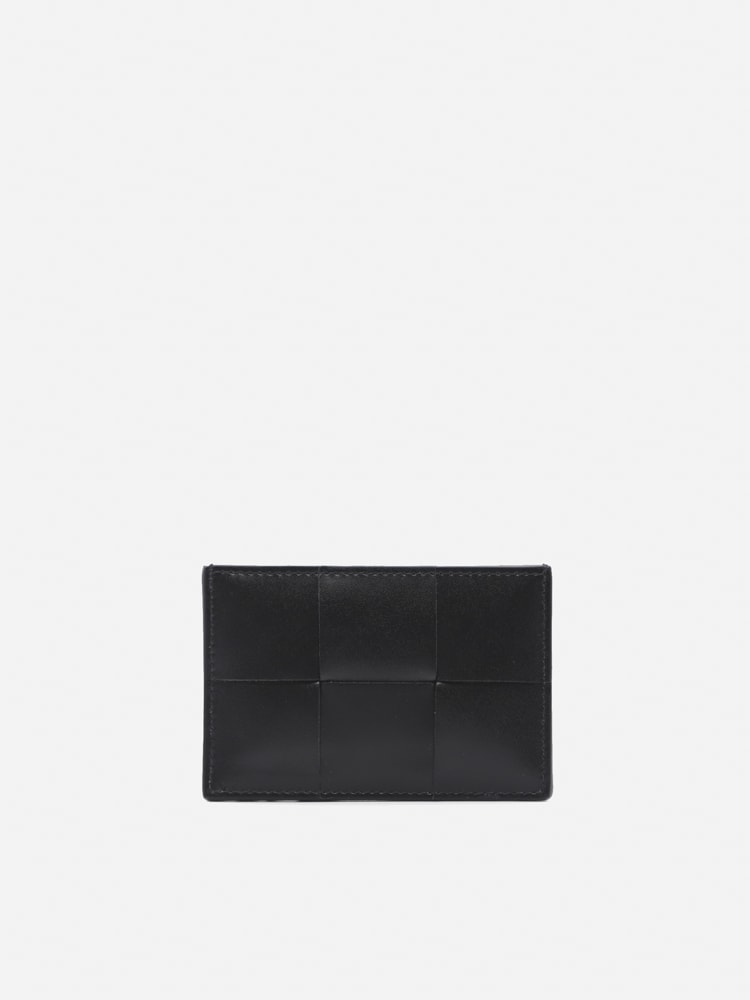Bottega Veneta Leather Card Holder With All-over Woven Pattern